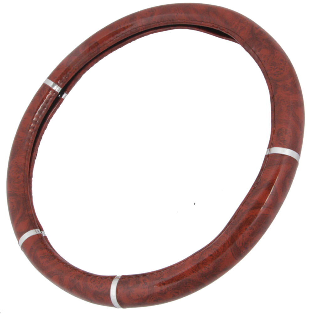 BDK Two-Tone Woodgrain Pattern Steering Wheel Cover (Fits 14.5" - 15.5")