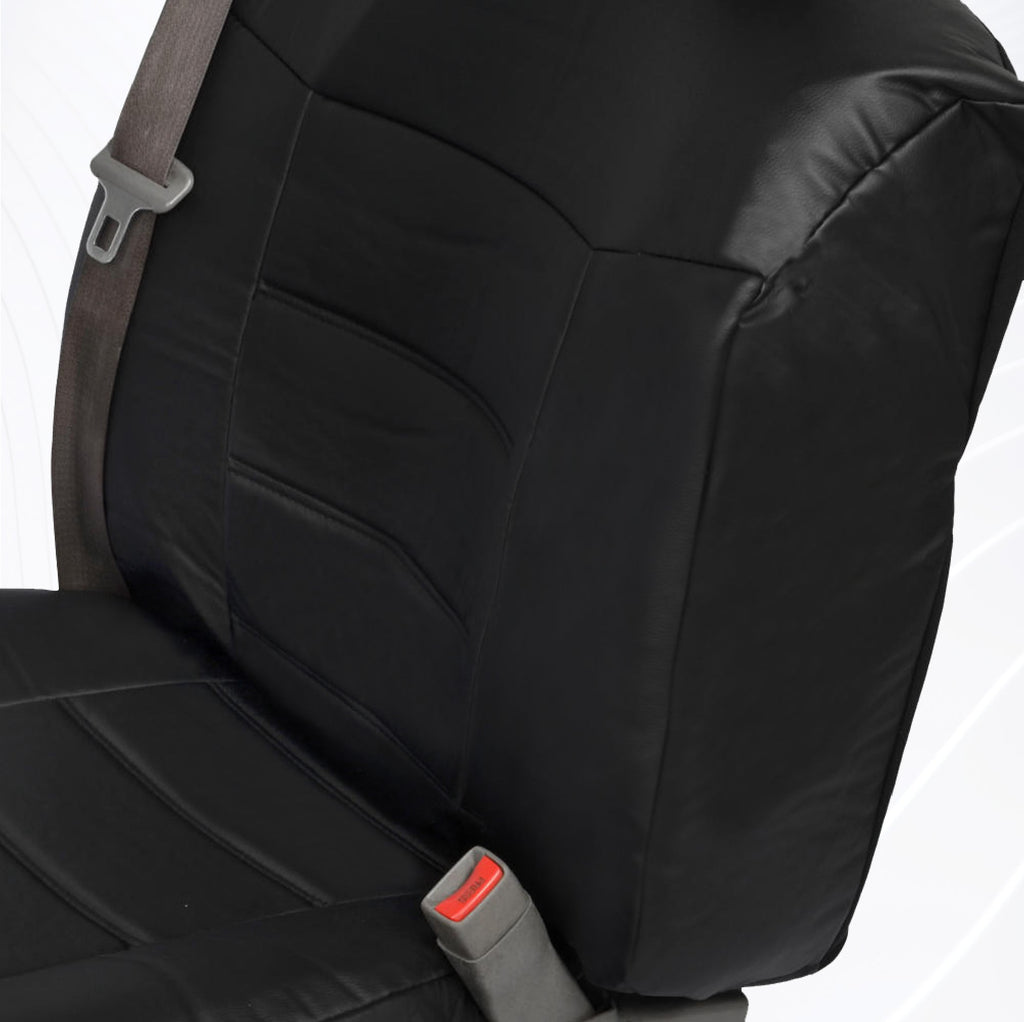 BDK 2-Pack Premium Faux Leather Front Seat Covers with Integrated Seatbelt Covers