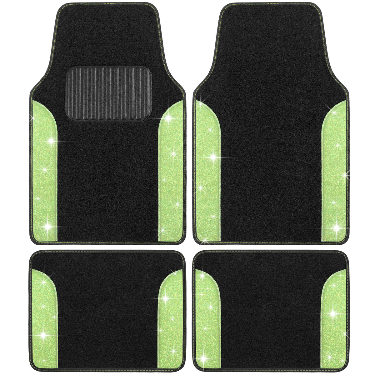 Carbella 4-Piece Sparkle Glitter Front Floor Mats and Rear Floor Mats