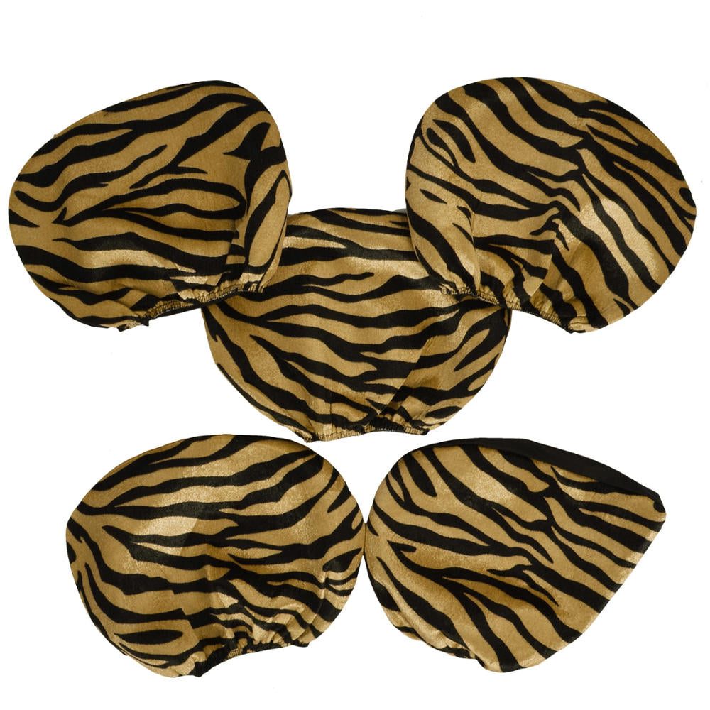 BDK 12-Piece Brown Tiger Front Seat Covers, Rear Seat Covers, Seat Belt Pads, and Steering Wheel Cover (Fits 14.5" - 15.5")