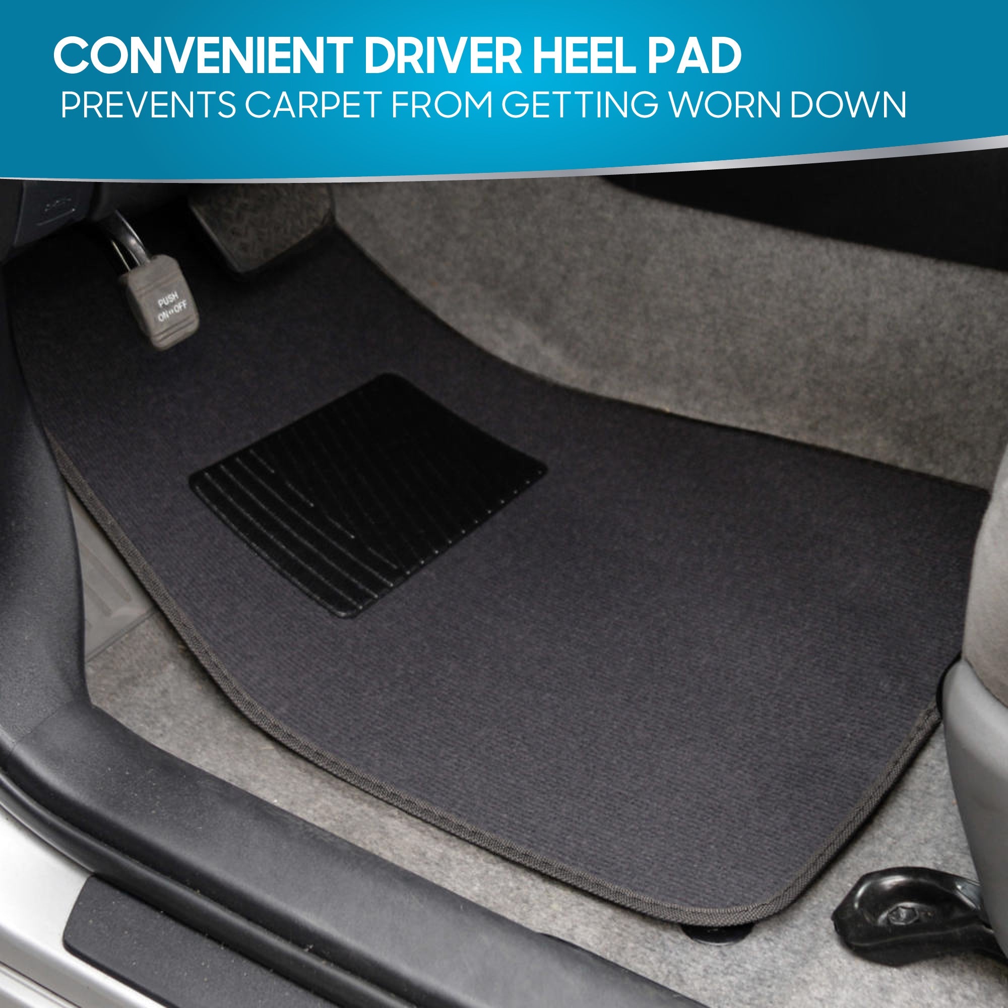 BDK 4-Piece Premium Carpet Non-Slip Heel Pad Front Floor Mats and Rear Floor Mats
