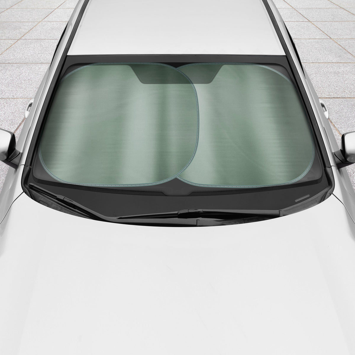 Carbella 2PC Charcoal Gray Car Windshield Sun Shade – Sun Visor & Sunshade for Windshield – UV Rays Interior Protection - Easy Setup & Keeps Your Vehicle Cool – SUV & Truck Accessories - 31.75 x 28.75