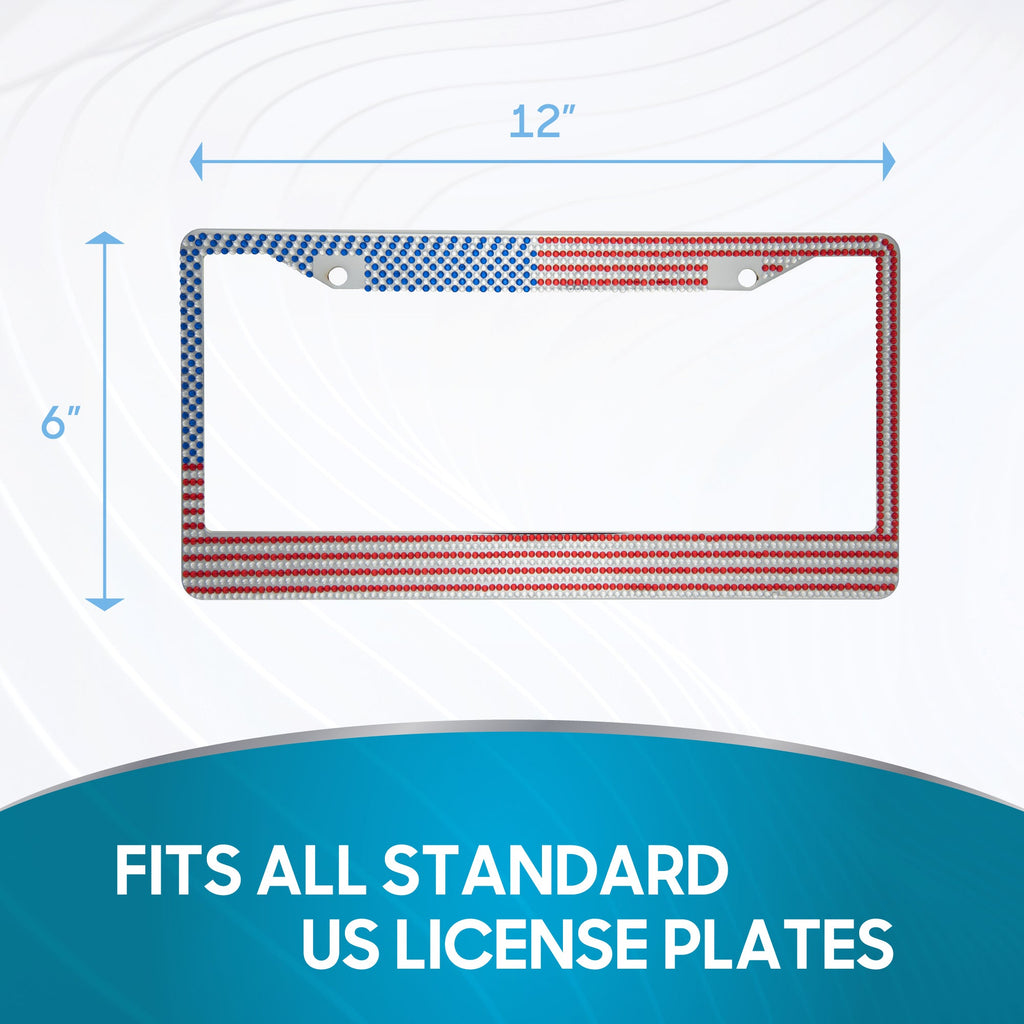 Chrome Plated Rust-Proof Die-Cast Stainless Metal License Plate Frame/Holder Universal Size - Blank Metal Design (Pack of 2)