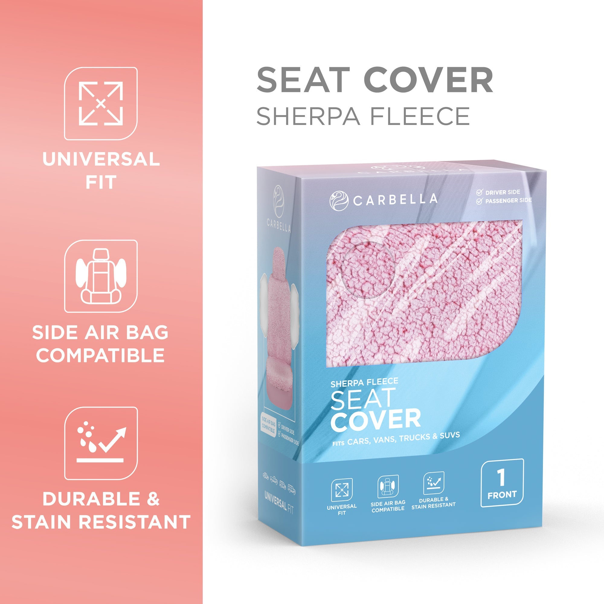 Carbella 2-Pack Plush Sherpa Fleece Front Seat Covers