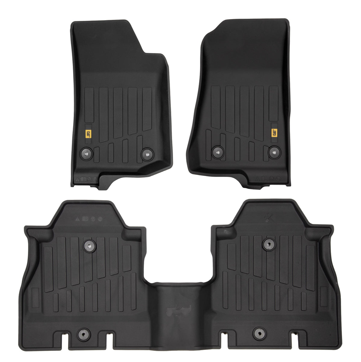 CAT 3-Piece JustFit 3D Floor Liner Mats for Jeep Wrangler 4WD (2018 - 2026) - All Weather, Heavy Duty, Custom Fit