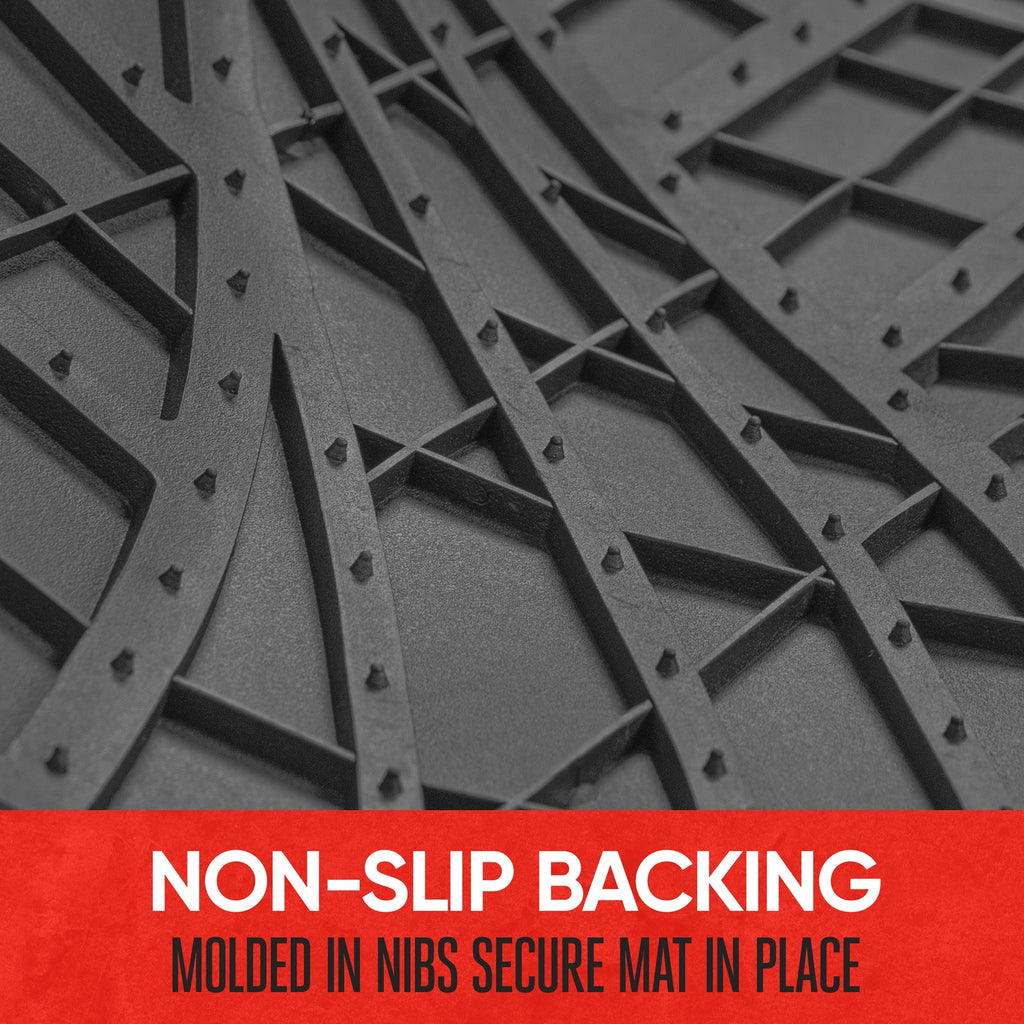 MotorTrend 4-Piece Two-Tone Non-Slip Heel Pad Front Floor Mats and Rear Floor Mats - Heavy Duty, All Weather, Trim to Fit