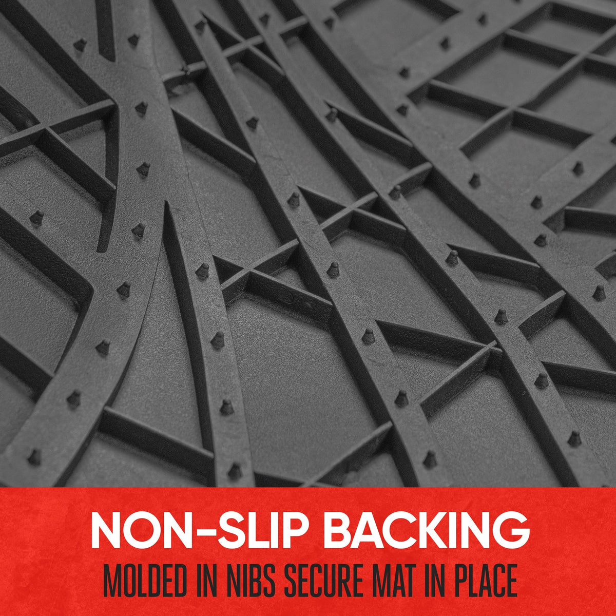 MotorTrend 4-Piece Two-Tone Non-Slip Heel Pad Front Floor Mats and Rear Floor Mats - Heavy Duty, All Weather, Trim to Fit