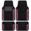 Carbella 4-Piece Diamond Bling Front Floor Mats and Rear Floor Mats - Pink
