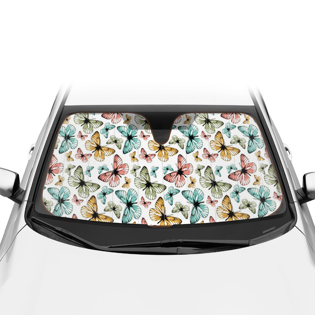 BDK Colorful Butterflies Front Windshield Sunshade (58" x 27")