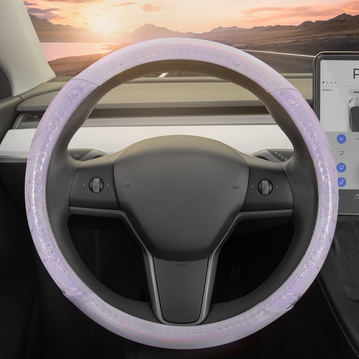 Carbella Holo Crackle Steering Wheel Cover (Fits 14.5" - 15.5")