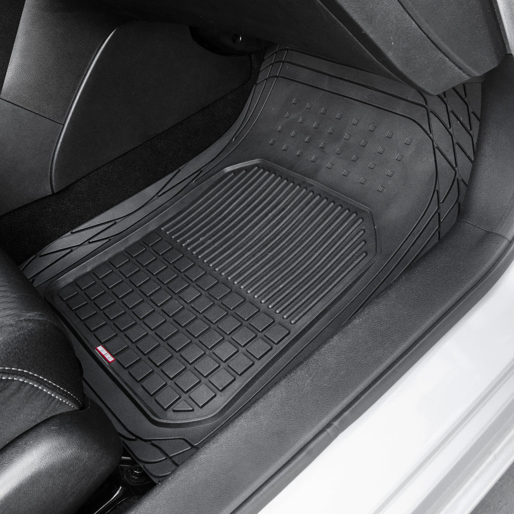 MotorTrend 4-Piece FlexTough Deep Dish Hybrid Groove Front Floor Mats and Rear Floor Mats - Heavy Duty, All Weather, Trim to Fit