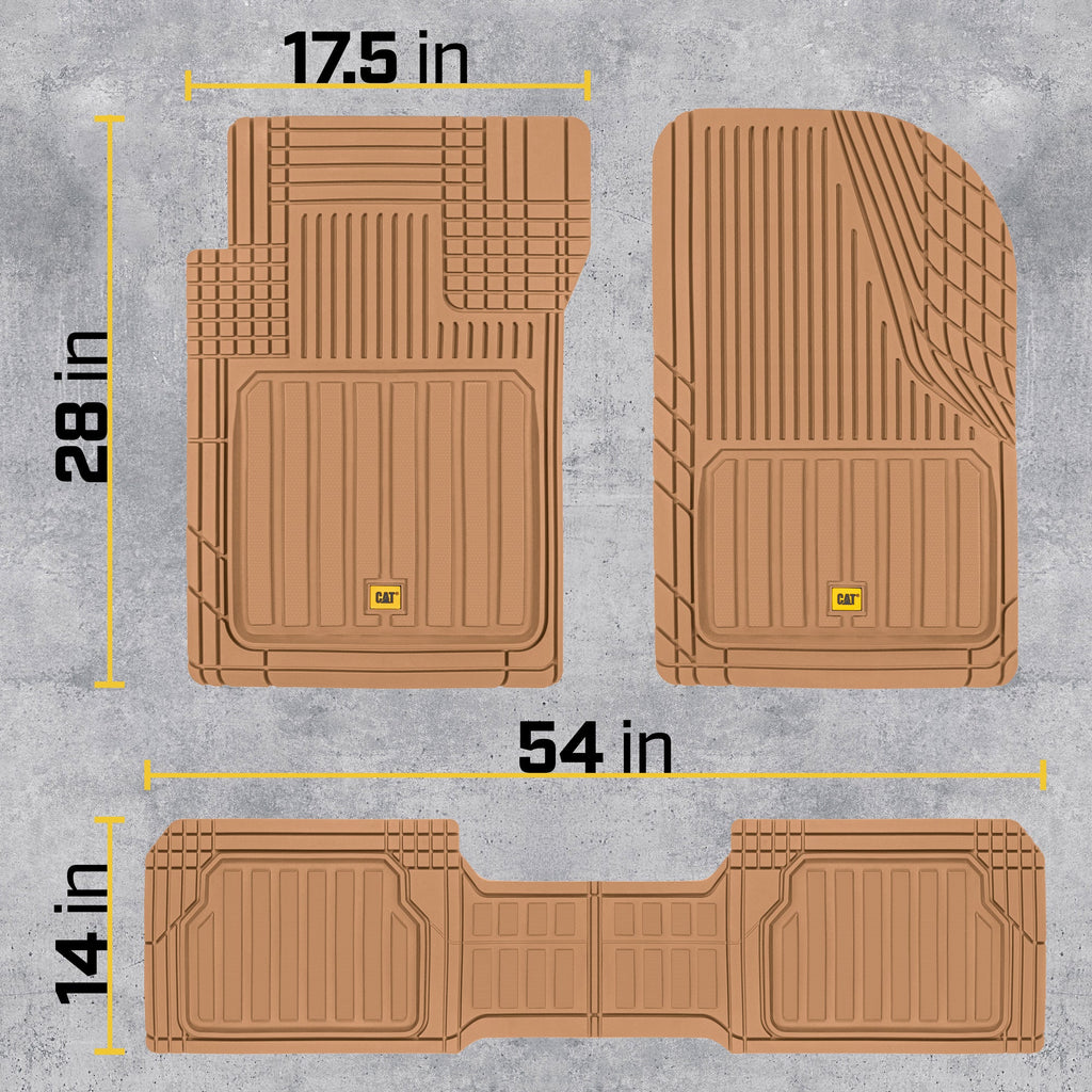 CAT 3-Piece ToughLiner Front Floor Mats and Rear Floor Mats - Heavy Duty, All Weather, Trim to Fit