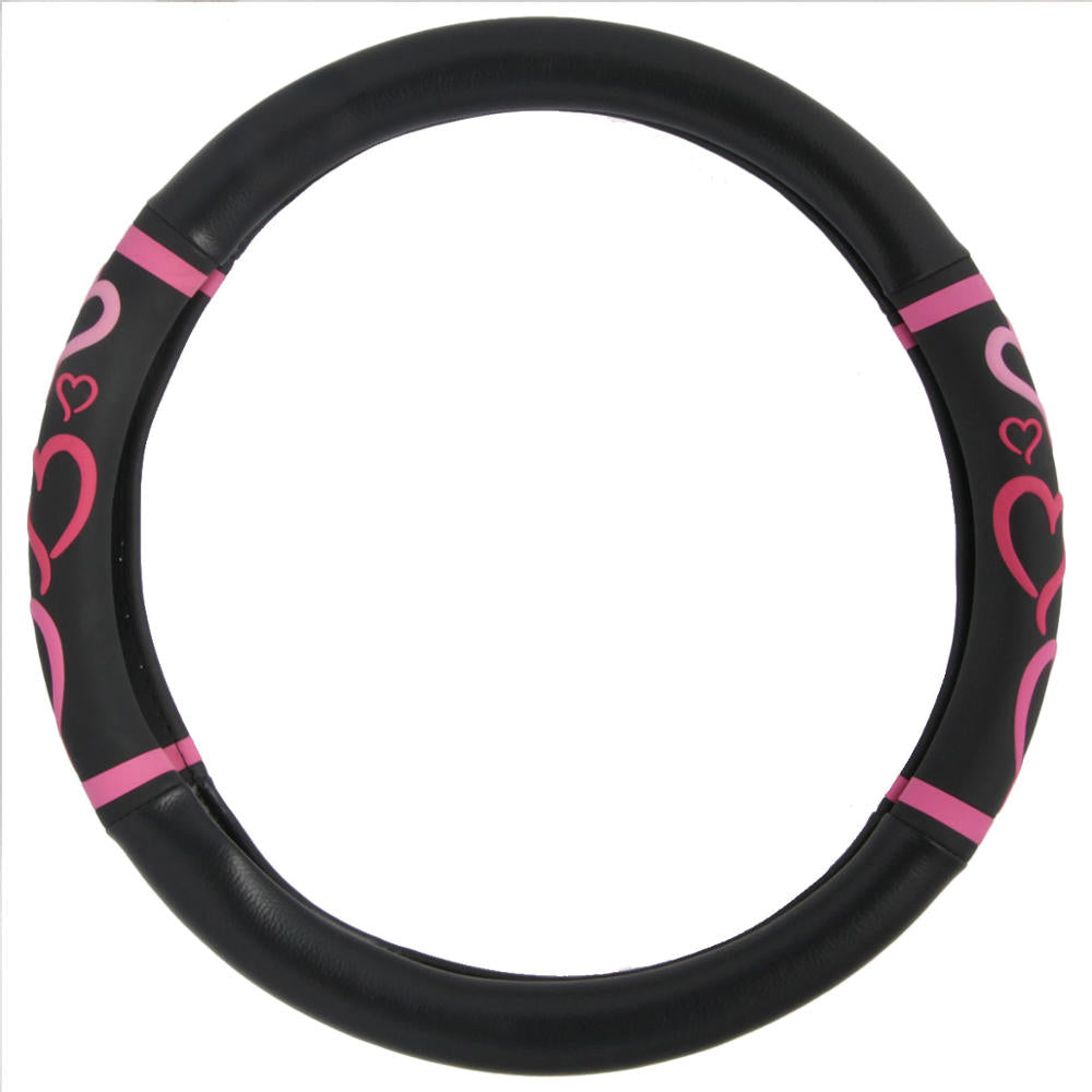BDK Pink Hearts Steering Wheel Covers (Fits 14.5" - 15.5")
