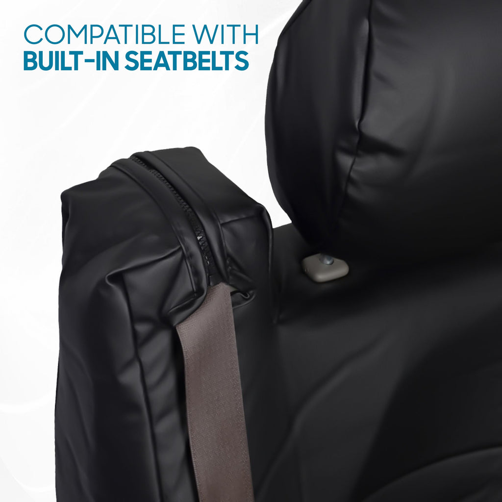 BDK 2-Pack Premium Faux Leather Front Seat Covers with Integrated Seatbelt Covers