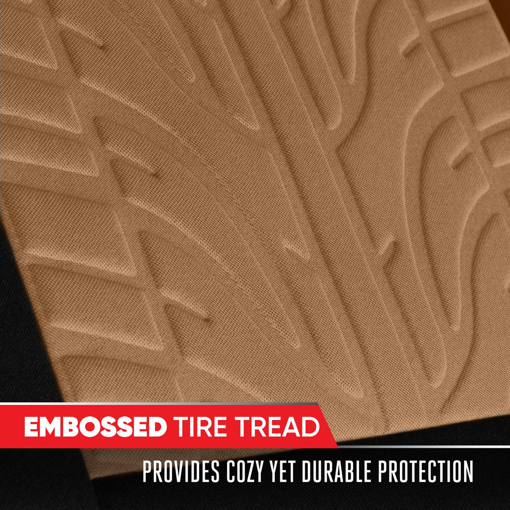 MotorTrend GrandPrix Tire Embossed Front Seat Covers and Rear Seat Covers - Beige