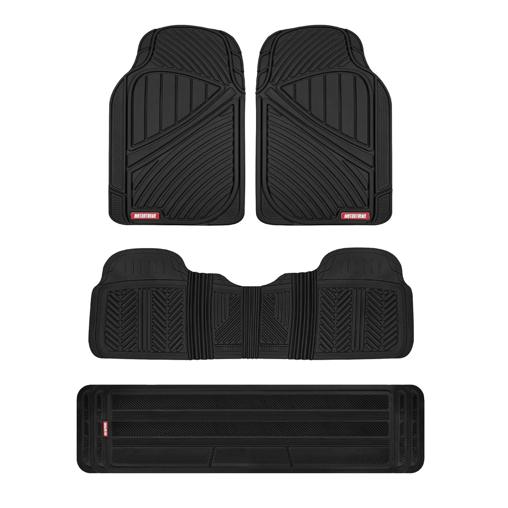 MotorTrend 4-Piece 3-Rows Extra-High Ridgeline Front Floor Mats, Middle Floor Mat, and Rear Floor Mat