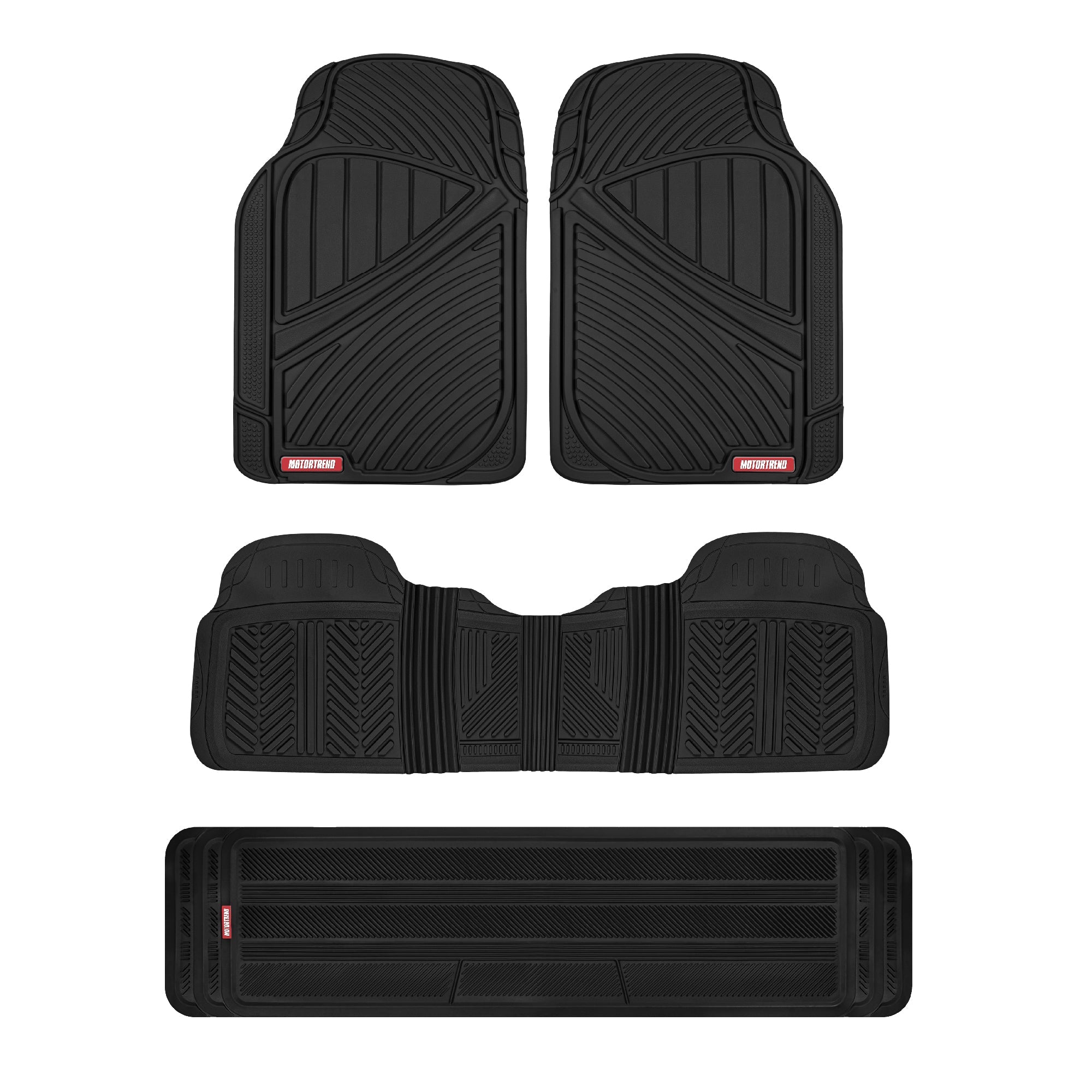 MotorTrend 4-Piece 3-Rows Extra-High Ridgeline Front Floor Mats, Middle Floor Mat, and Rear Floor Mat