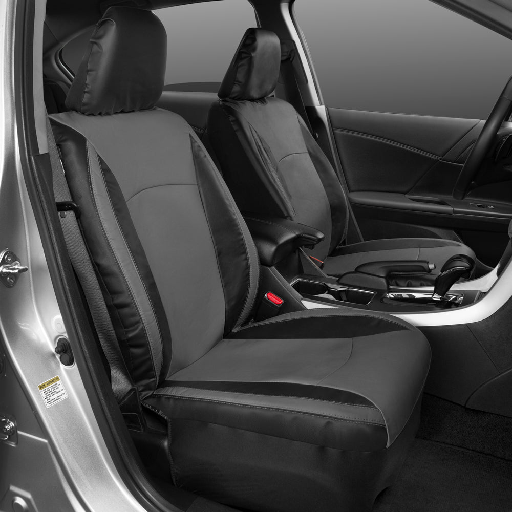 MotorTrend 2-Pack Premium Faux Leather Two-Tone Front Seat Covers