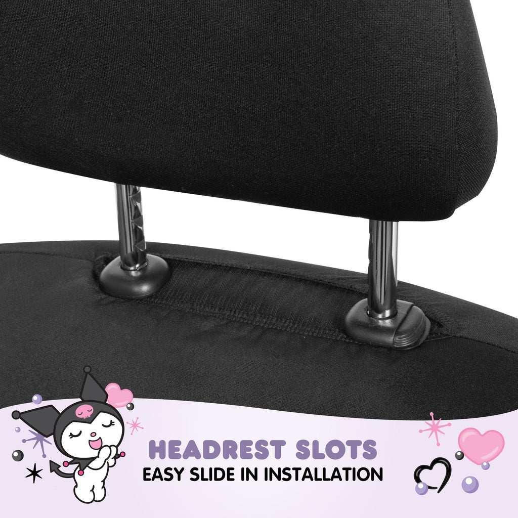 Hello Kitty Kuromi Car Seat Covers - Cute Black and Purple Front Seat Covers with Lavender Accents, Durable and Comfortable Polyester, Car Accessories Hello Kitty Accessories 2pc