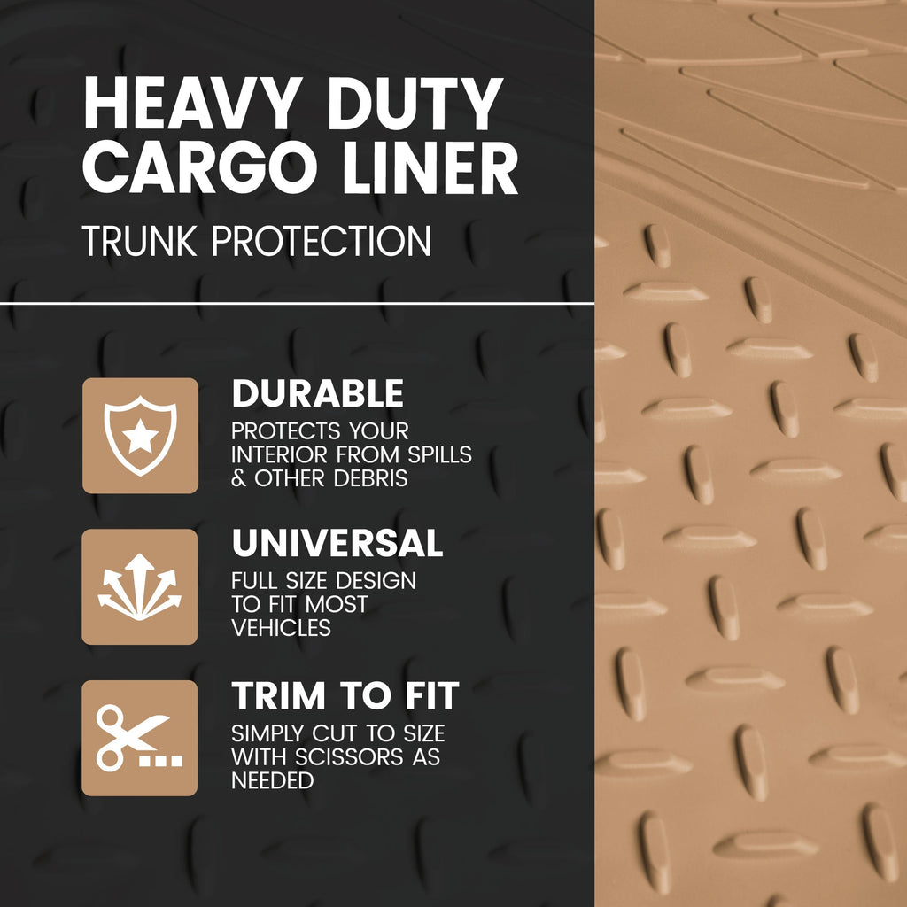 BDK Trunk/Cargo Rubber Liner - Heavy Duty, All Weather, Trim to Fit (53.8" x 43.2")