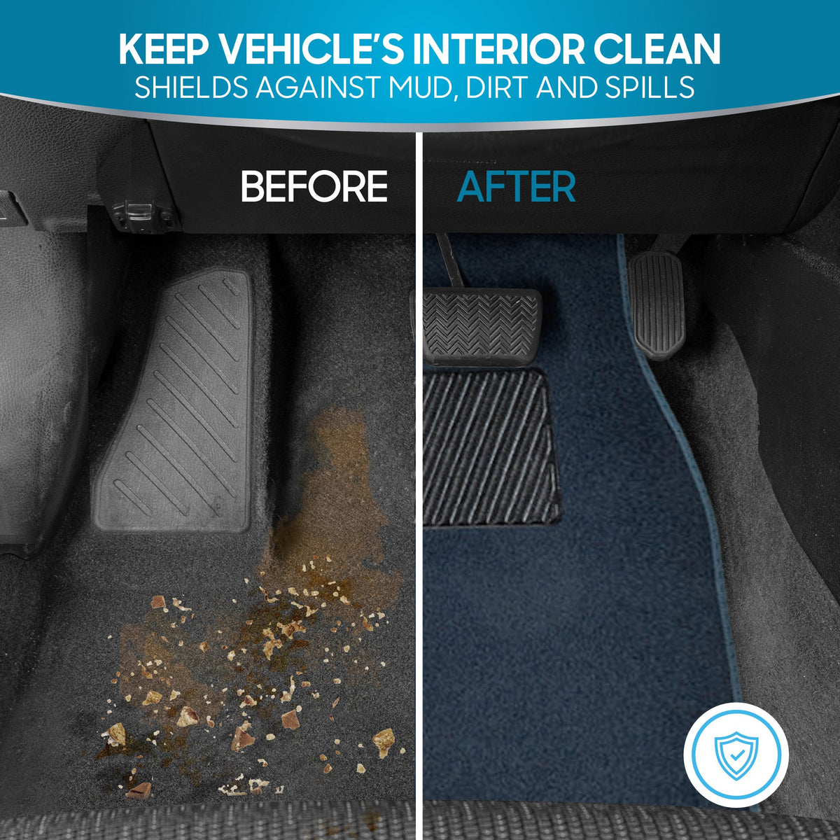 BDK 4-Piece Premium Carpet Non-Slip Heel Pad Front Floor Mats and Rear Floor Mats
