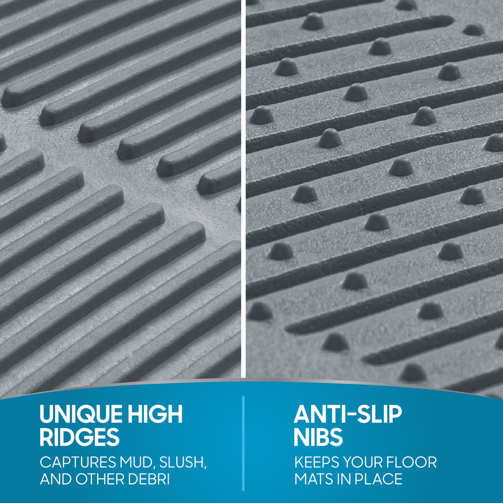 BDK 3-Piece ProLiner Front Floor Mats and Rear Floor Mats - Heavy Duty, All Weather, Trim to Fit