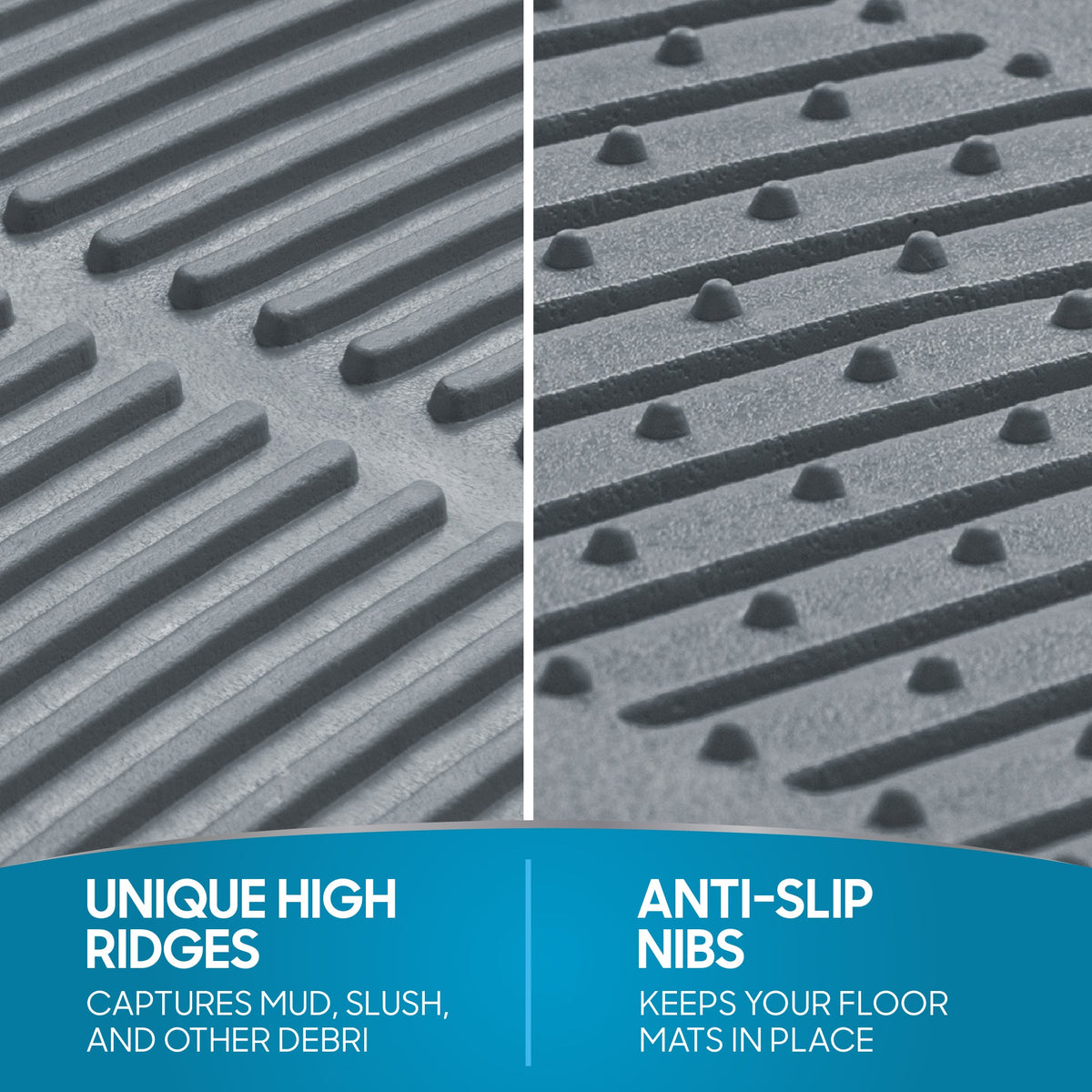 BDK 3-Piece ProLiner Front Floor Mats and Rear Floor Mats - Heavy Duty, All Weather, Trim to Fit