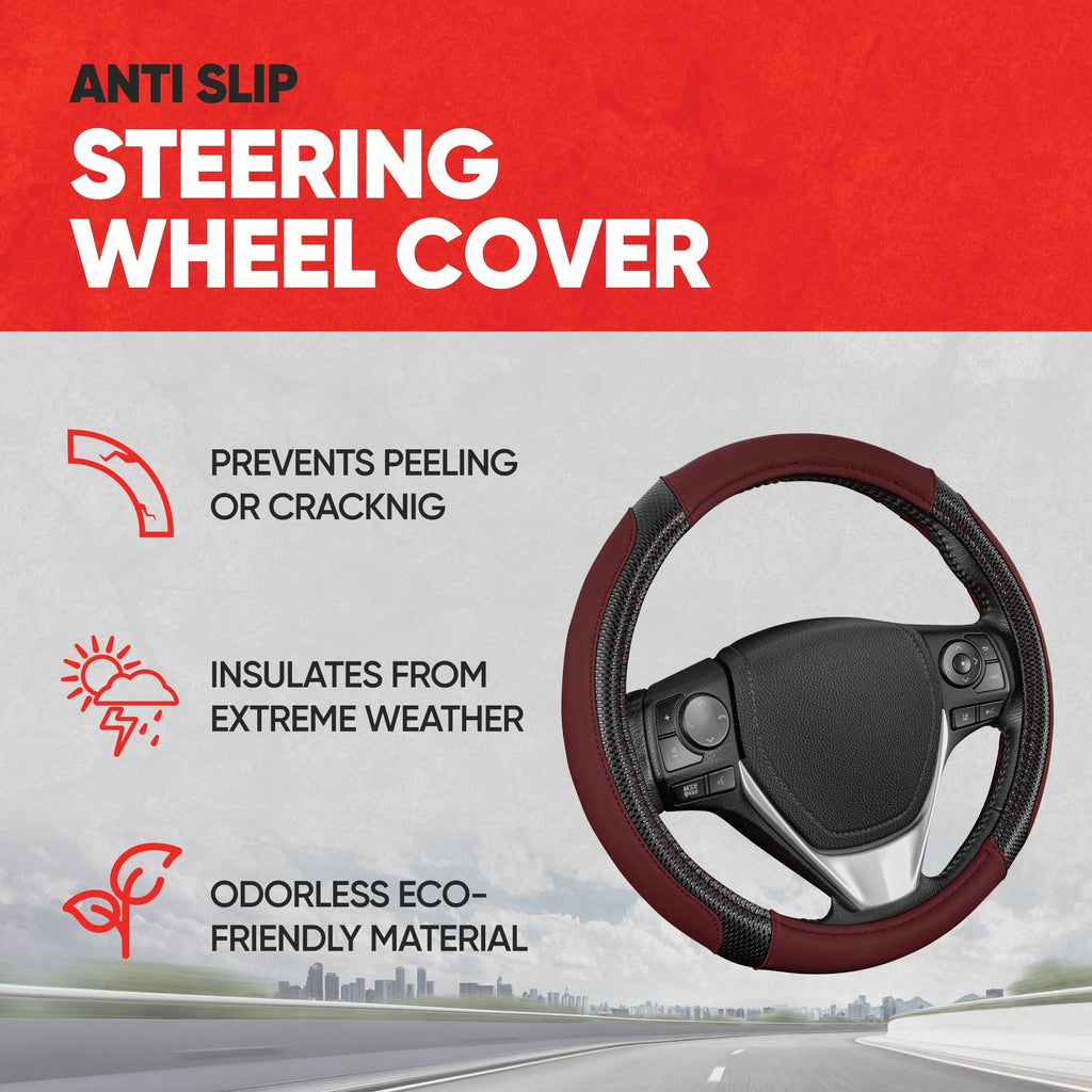MotorTrend GripTech Enhanced Traction Steering Wheel Cover (Fits 14.5" - 15.5")