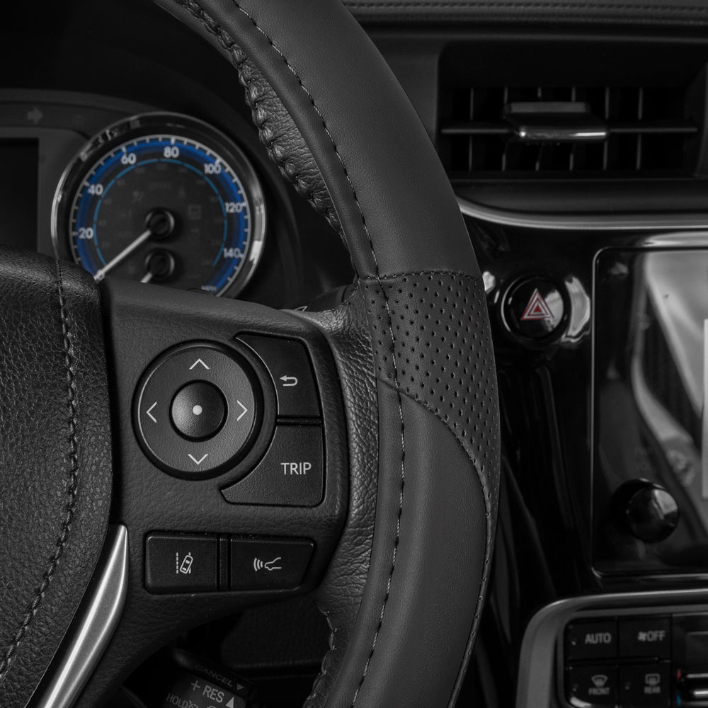 MotorTrend Soft Touch Perforated Microfiber Steering Wheel Cover (Fits 14.5" - 15.5")
