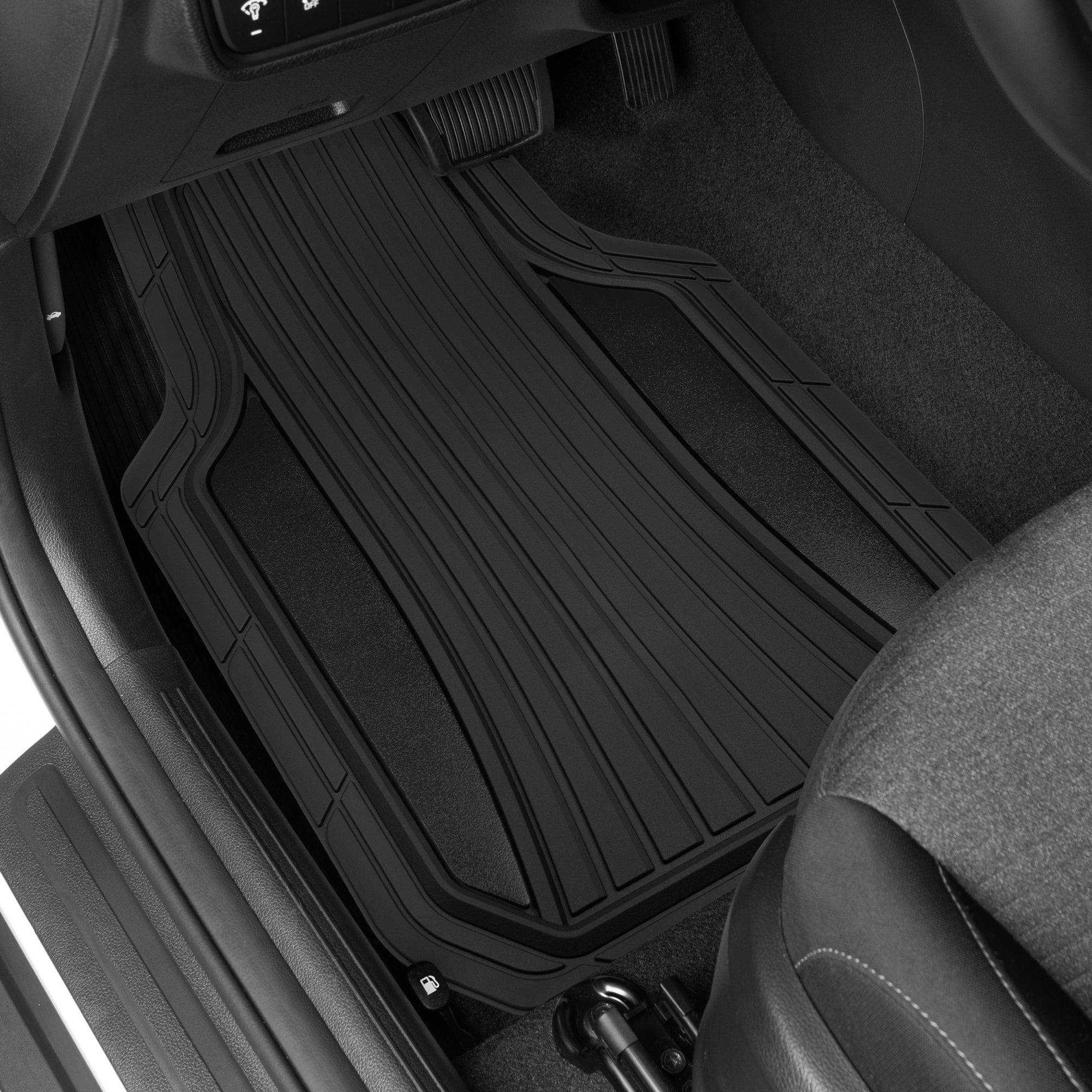 MotorTrend 4-Piece Shield Two-Tone Gloss Front Floor Mats and Rear Floor Mats - Heavy Duty, All Weather, Trim to Fit