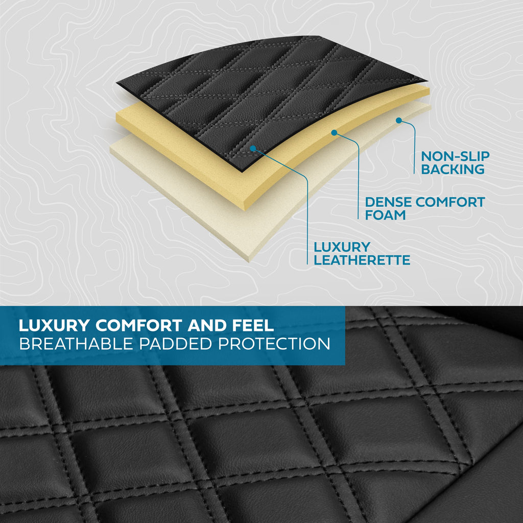 MotorBox Premium Napa Leather Rear Seat Cover - Semi Universal Fit for Most Cars, Truck & SUV - Black Back Seat Protector - Anti-Slip, Durable Bench Cover - Easy Install, Luxury Car Interior Upgrade