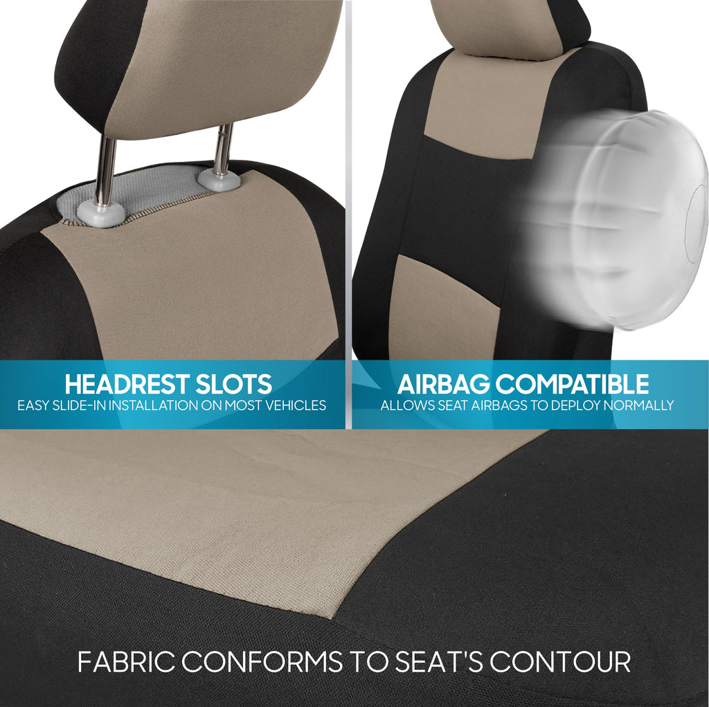 BDK 9-Piece PolyPro Front Seat Covers and Rear Seat Covers - Light Beige
