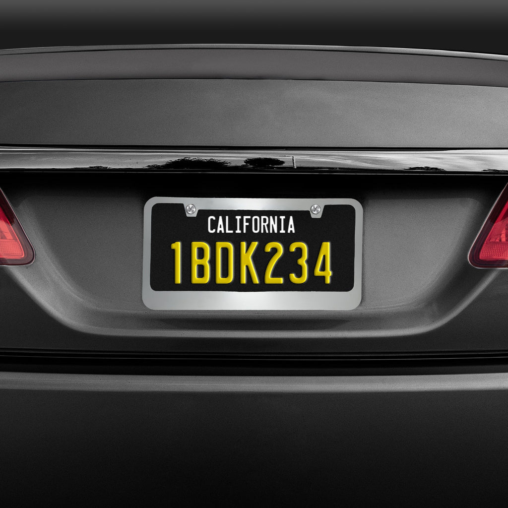 BDK Die-Cast Stainless Metal License Plate Frame/Holder Universal Size - Blank Metal Design (Pack of 2)
