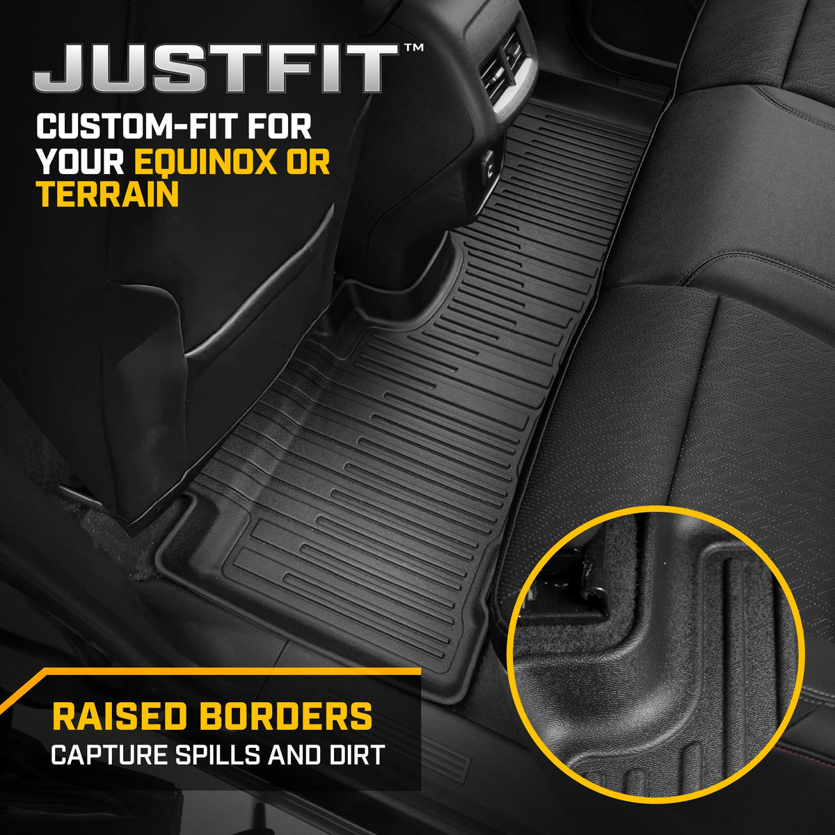 CAT® JustFit™ 3D Custom Fit Floor Mats for Chevy Equinox GMC Terrain 2019 2020 2021 2022 2023 2024 - Heavy Duty Floor Liner Protection Laser Measured, Chevy Equinox Accessories, GMC Terrain Accessories Car Liner