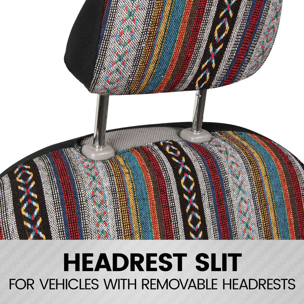 BDK 9-Piece Striped-Woven Saddle Front Seat Covers and Rear Seat Covers