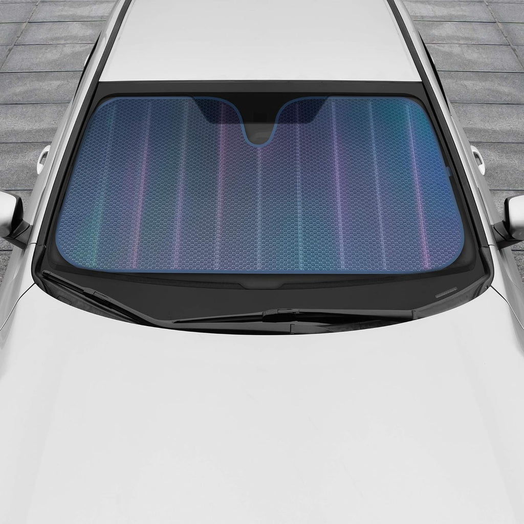 BDK Iridescent Mermaid, Hologram Foil, Chameleon Front Windshield Sun Shade, Double Bubble Accordion Folding Auto Sunshade for Car Truck SUV 58 x 27 Inch