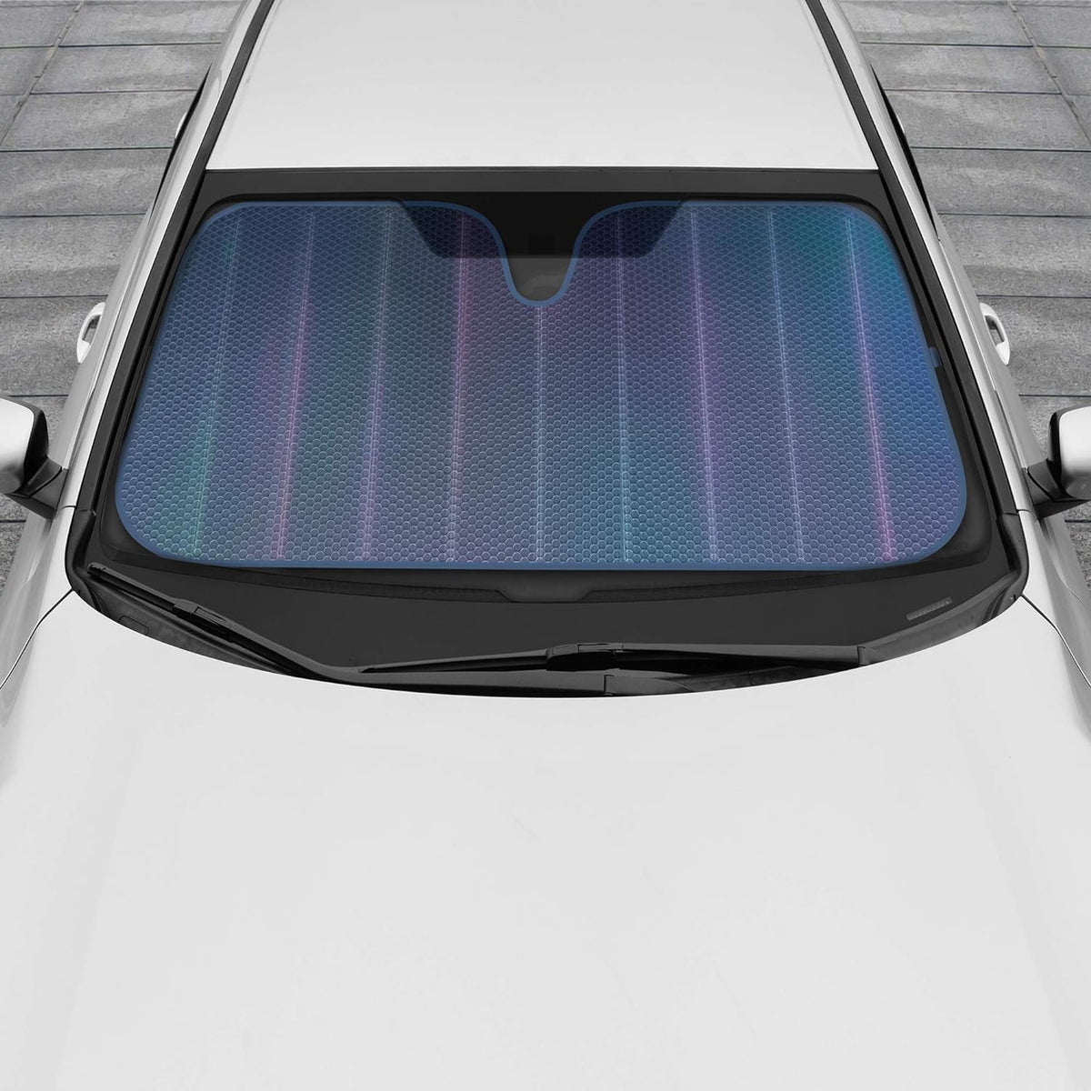 BDK Iridescent Mermaid, Hologram Foil, Chameleon Front Windshield Sun Shade, Double Bubble Accordion Folding Auto Sunshade for Car Truck SUV 58 x 27 Inch