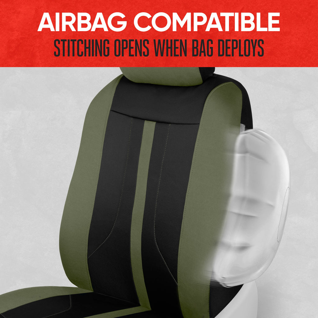 Motor Trend Green Cloth Car Seat Covers for Front Seats - Premium Automotive Bucket Seat Covers, Made for Vehicles with Removable Headrests, Interior Covers for Car Truck Van SUV