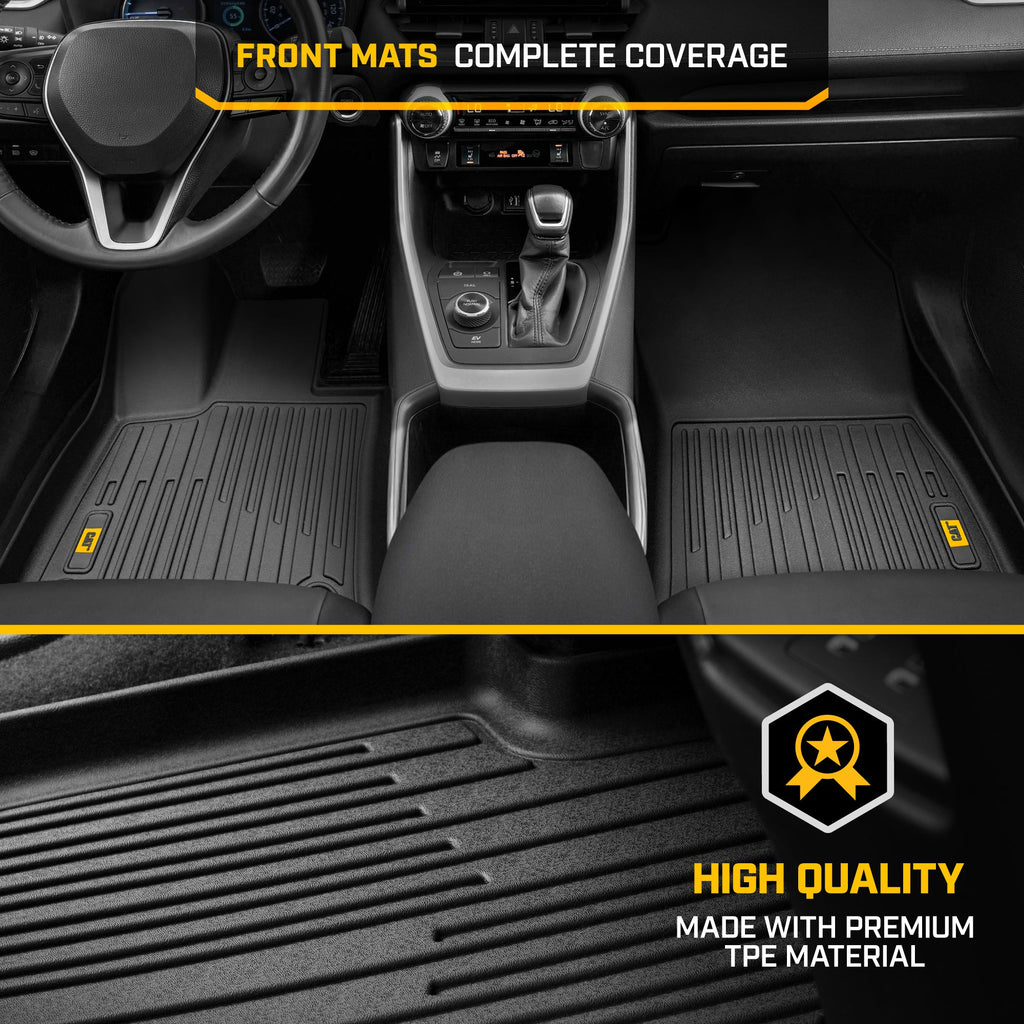 CAT® JustFit™ 3D Custom Fit Floor Mats for Toyota RAV4 2019 2020 2021 2022 2023 2024 - Heavy Duty Floor Liner Protection Laser Measured, Toyota RAV4 Accessories, Car Liner