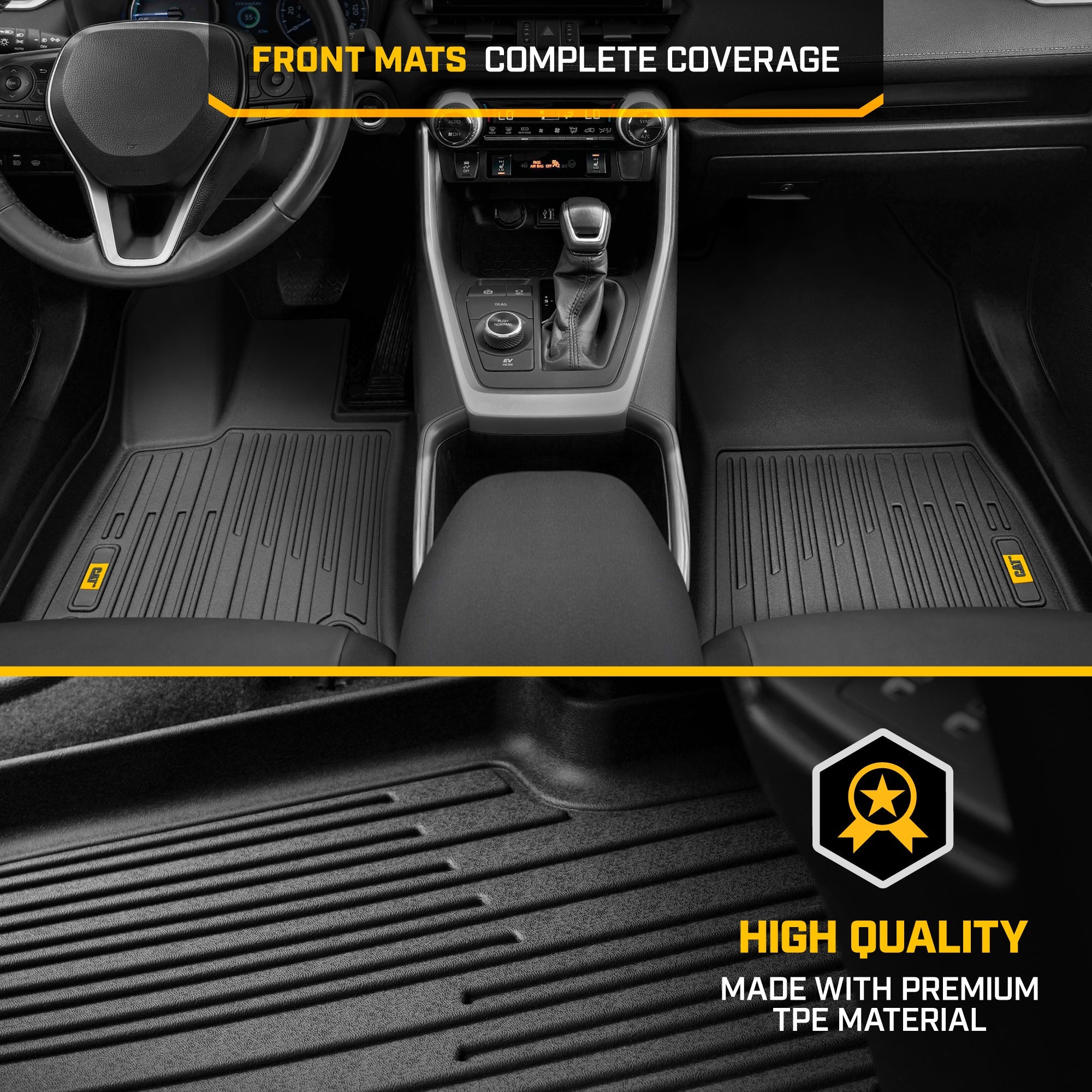 CAT® JustFit™ 3D Custom Fit Floor Mats for Toyota RAV4 2019 2020 2021 2022 2023 2024 - Heavy Duty Floor Liner Protection Laser Measured, Toyota RAV4 Accessories, Car Liner
