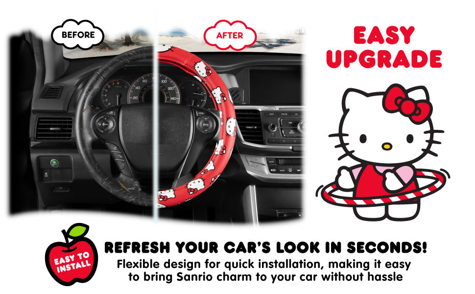 Carbella Sanrio Hello Kitty Original Steering Wheel Cover (Fits 14.5" - 15")