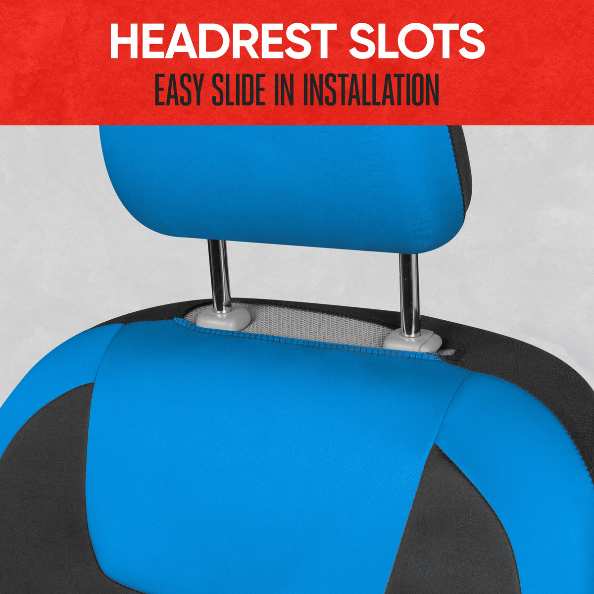 MotorTrend 2-Pack Premium Two-Tone Neoprene Front Seat Covers - Blue/Black