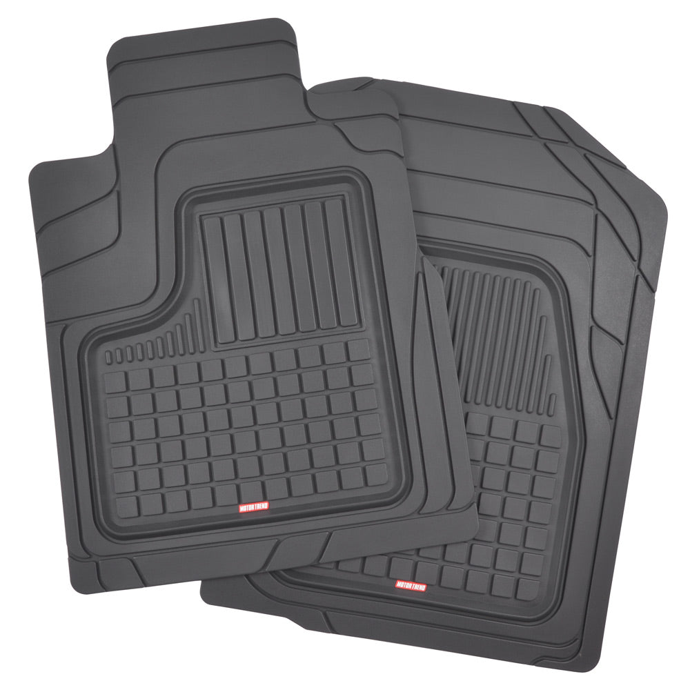 MotorTrend 4-Piece FlexTough Performance Plus Deep Dish Square Grooves Front Floor Mats and Rear Floor Mats - Heavy Duty, All Weather, Trim to Fit