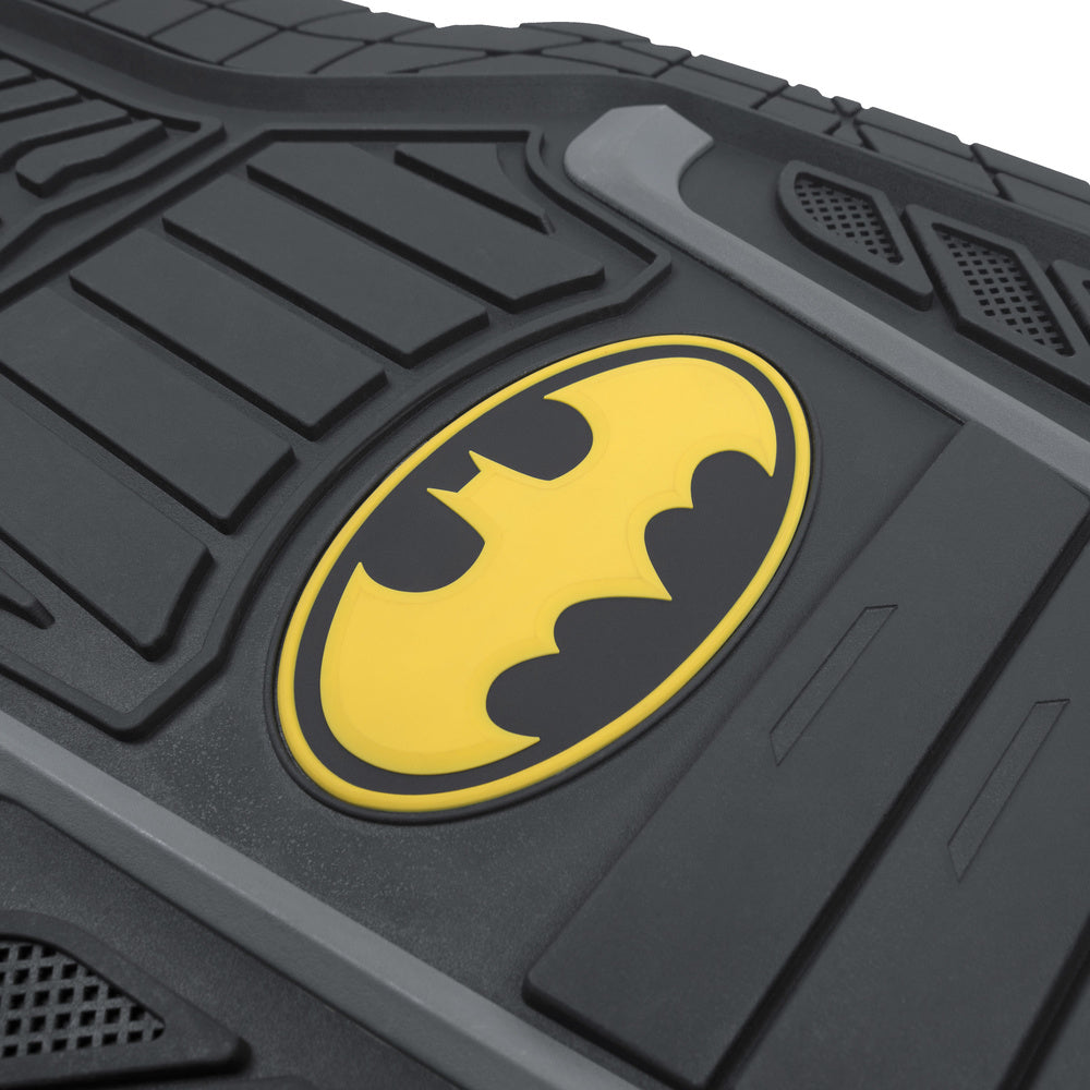 Warner Bros DC Comics 2-Piece Armored Batman Logo Front Floor Mats - Heavy Duty, All Weather, Trim to Fit