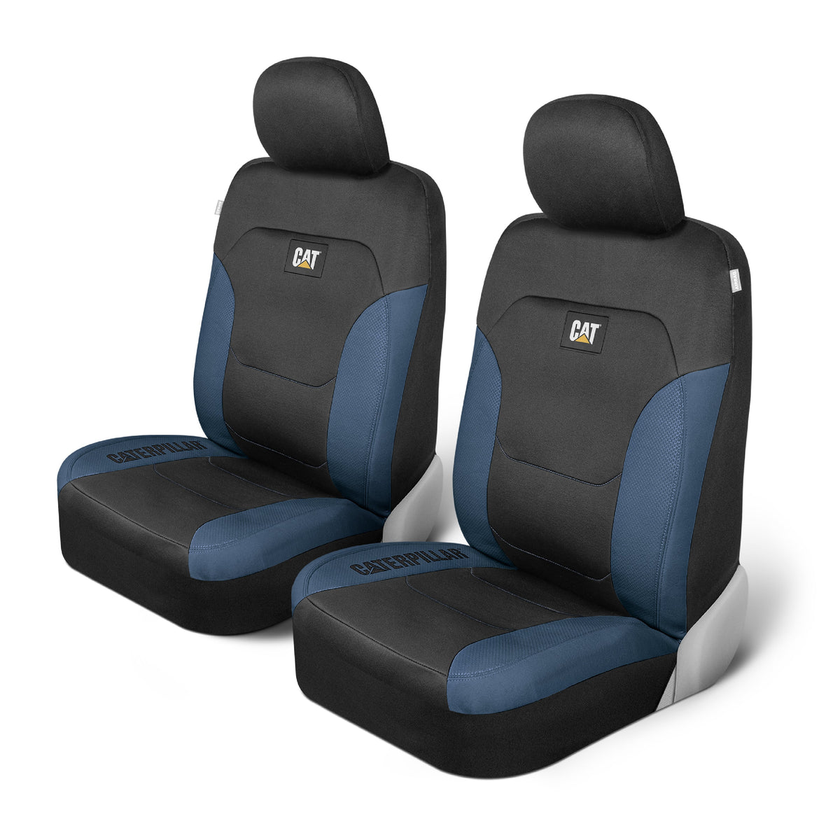 CAT FlexFit Black Blue Seat Covers for Cars, Trucks, & SUV - (2) Front Car Seat Cover Front Seat Protectors - Airbag Compatible Seat Covers for SUV Interior Covers & Truck Seat Cover Car Accessories