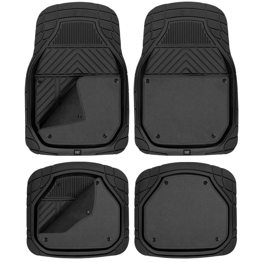 CAT 4-Piece Detachable Carpet Deep Dish Front Floor Mats and Rear Floor Mats - Heavy Duty, All Weather, Trim to Fit