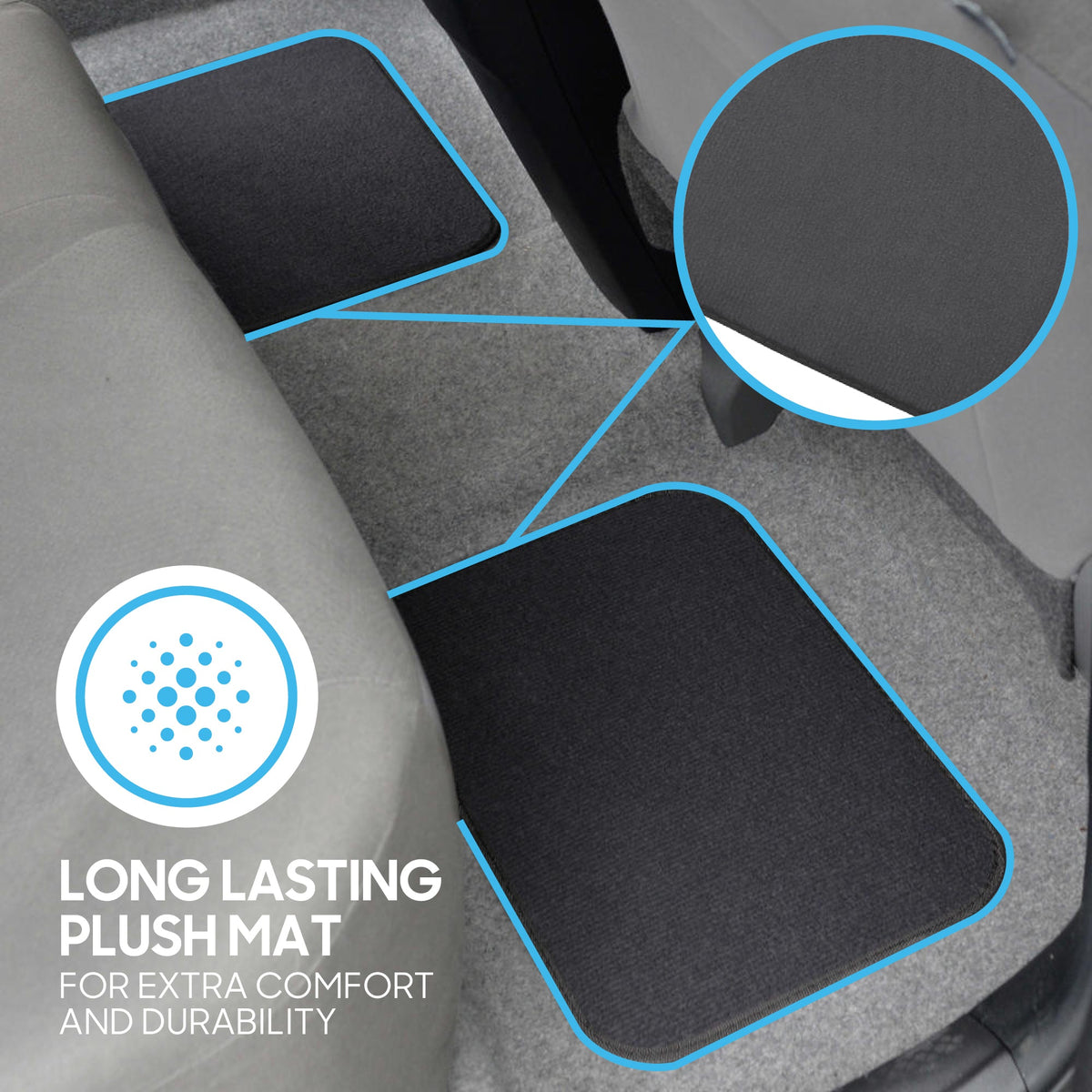BDK 4-Piece Premium Carpet Non-Slip Heel Pad Front Floor Mats and Rear Floor Mats