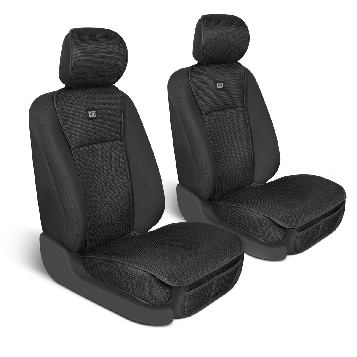 Caterpillar AeroMesh Black Seat Covers for Trucks, Car, & SUV - Front Truck Seat Cover Protector - Breathable Mesh Universal Fit Car Seat Covers - Automotive Seat Covers Top of Seat Protection