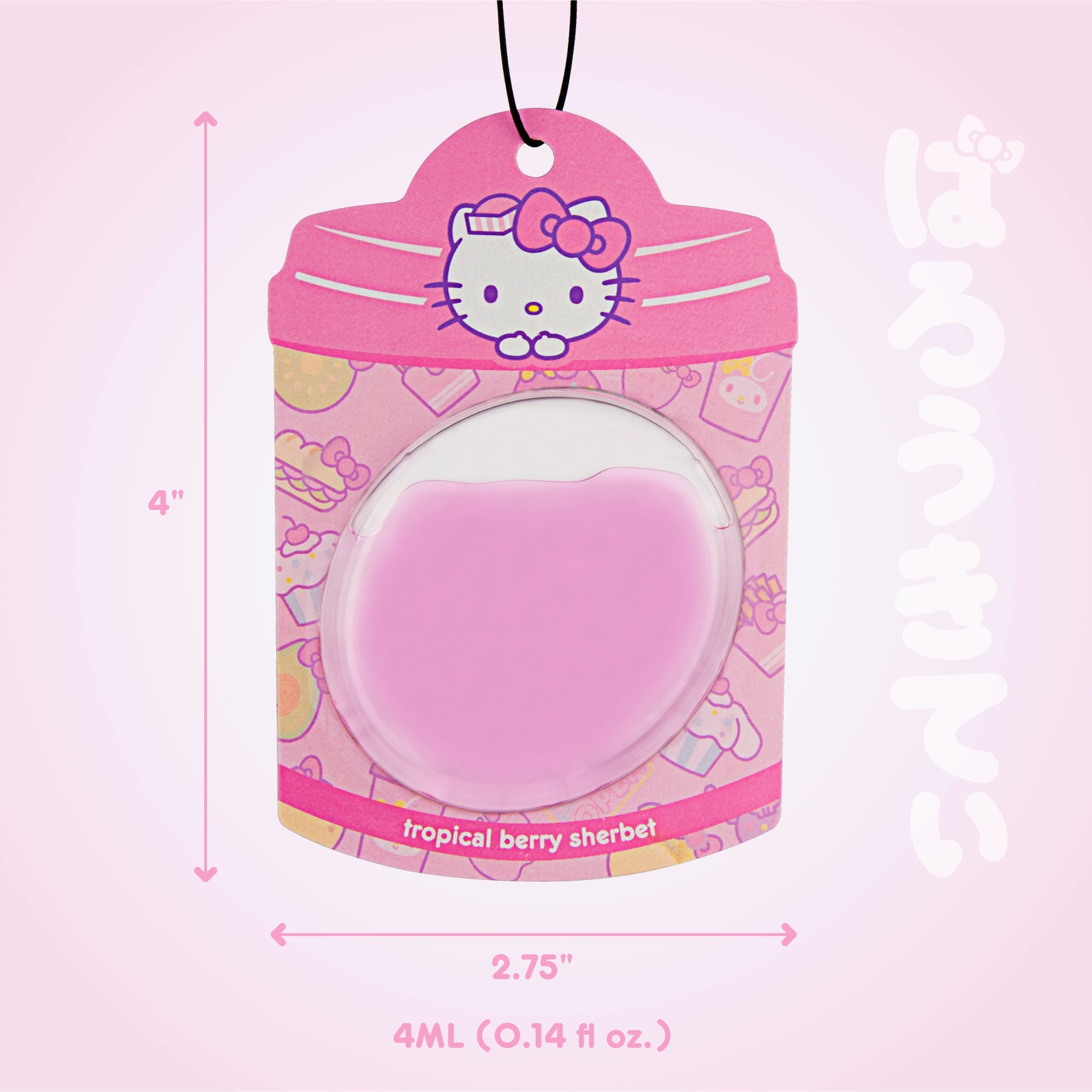 Hello Kitty and Friends Car Air Freshener (Hello Kitty - Tropical Berry Sherbet) Hanging Gel Area Deodorizer, Long-Lasting Car Scents Air Freshener, Cute Automotive Sanrio Accessories Decor, 2-Pack