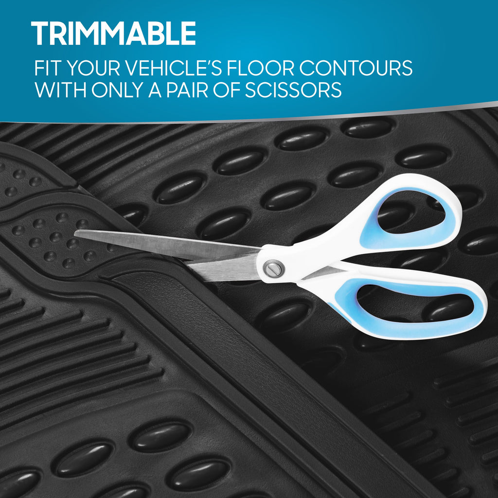 BDK 4-Piece Cushioned Grip Pad Front Floor Mats and Rear Floor Mats - Heavy Duty, All Weather, Trim to Fit